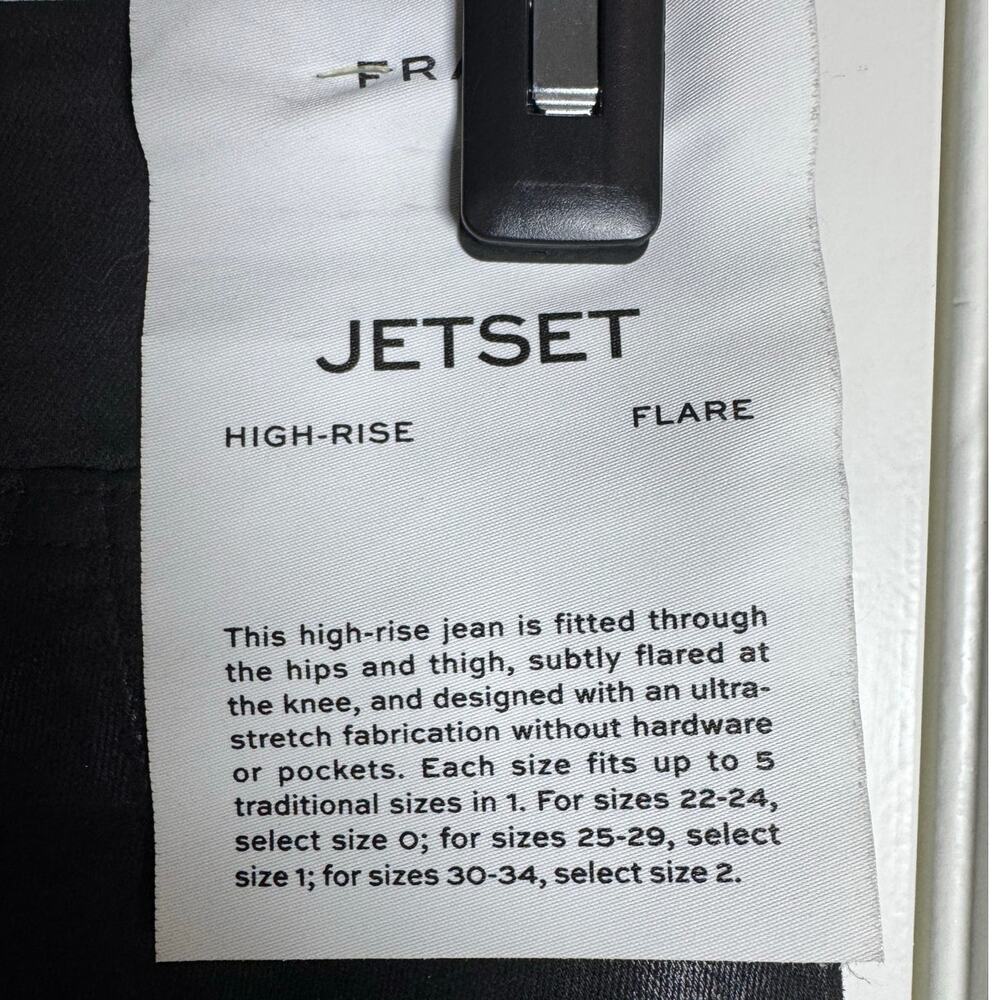 FRAME NWT $228 JetSet Coated Hi Rise Black Flare Pull-on Jean Size 2 - Picture 10 of 10